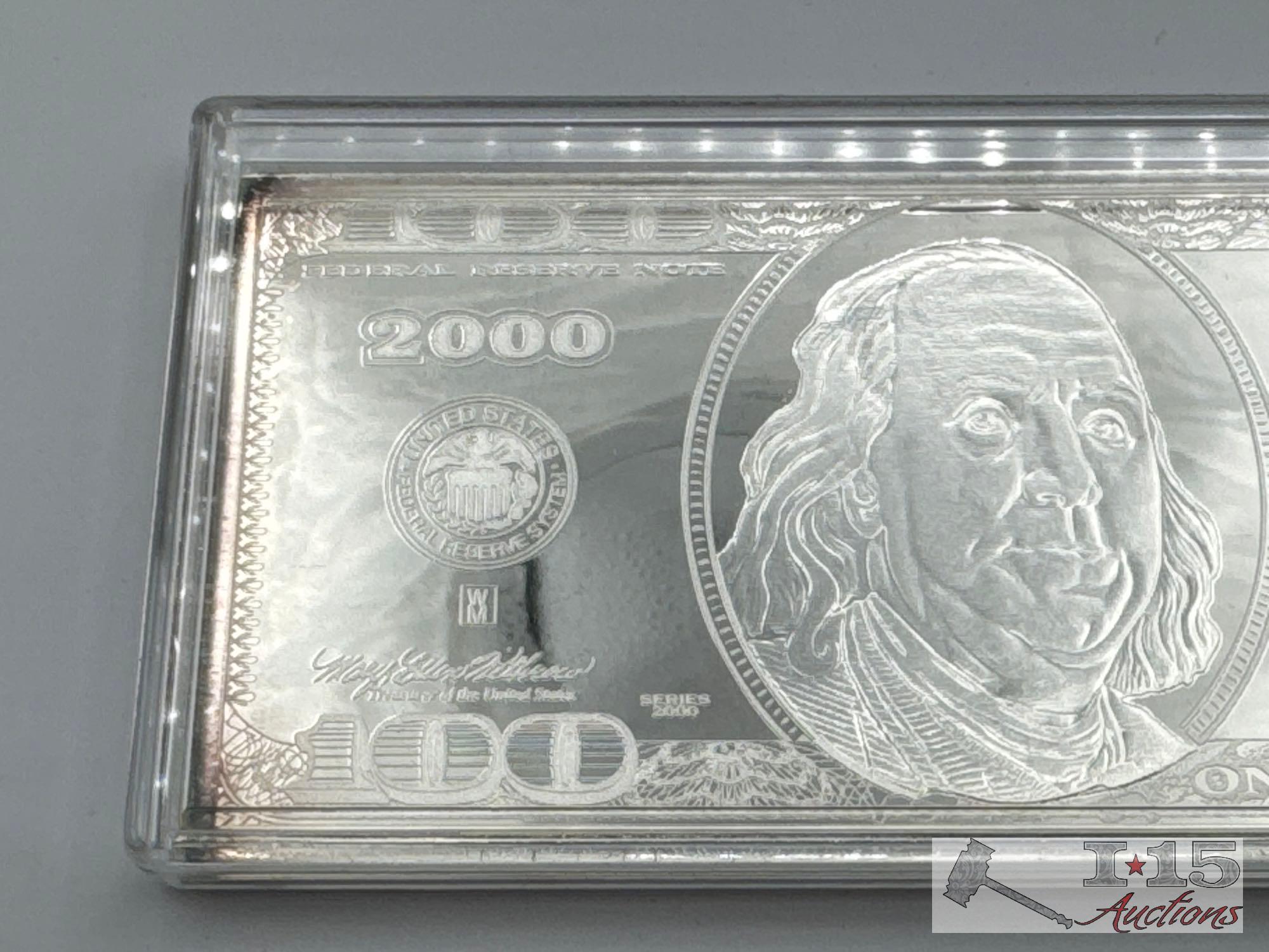 2000 $100 .999 Pure Silver Bar, 4ozt