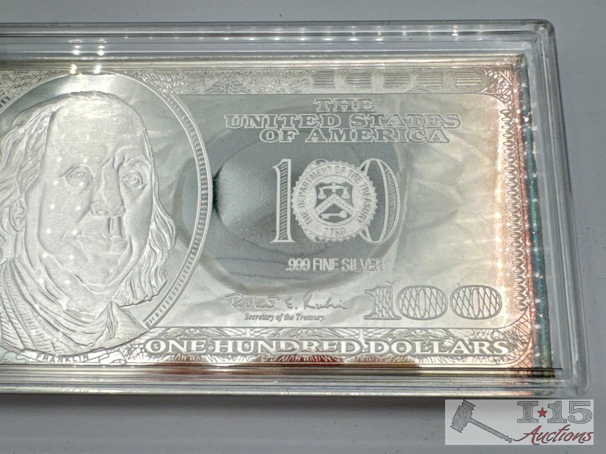 2000 $100 .999 Pure Silver Bar, 4ozt
