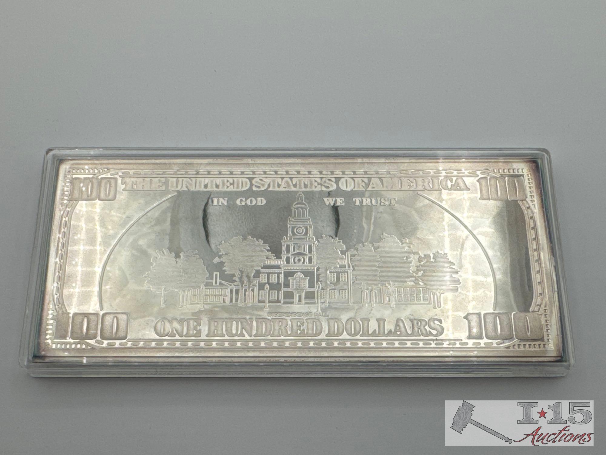1997 $100 .999 Pure Silver Bar, 4ozt