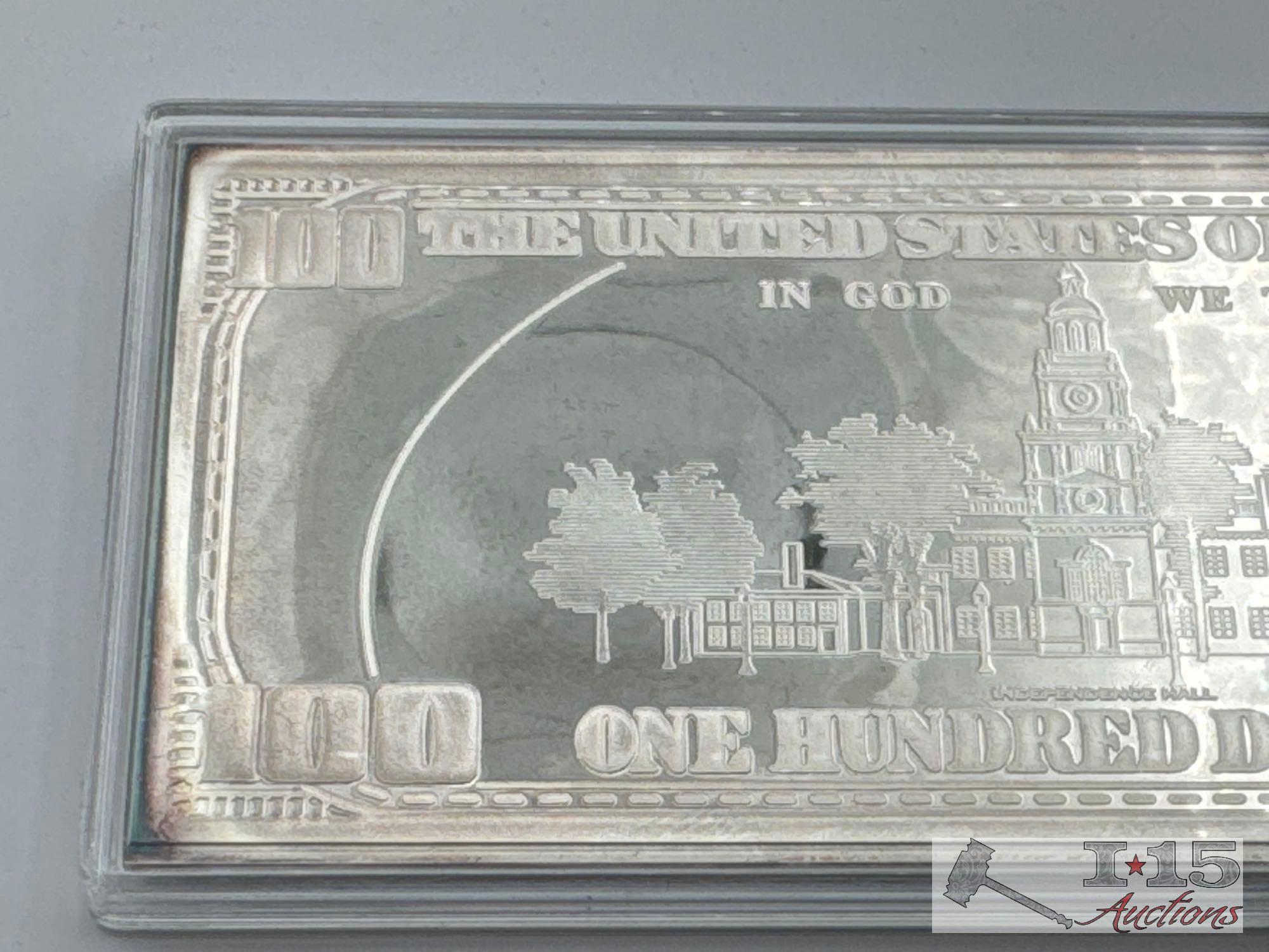 1997 $100 .999 Pure Silver Bar, 4ozt