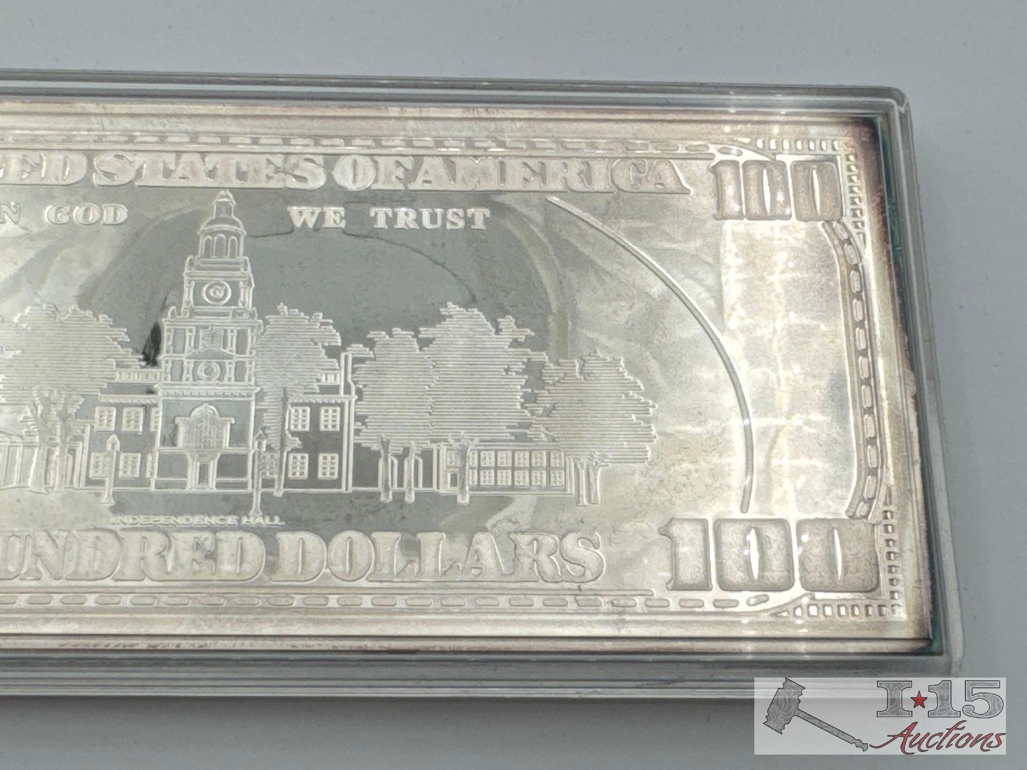 1997 $100 .999 Pure Silver Bar, 4ozt