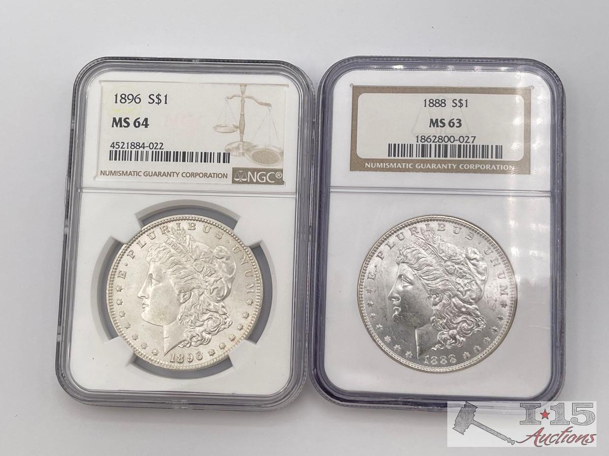 1896-P & 1888-P Morgan Silver Dollar