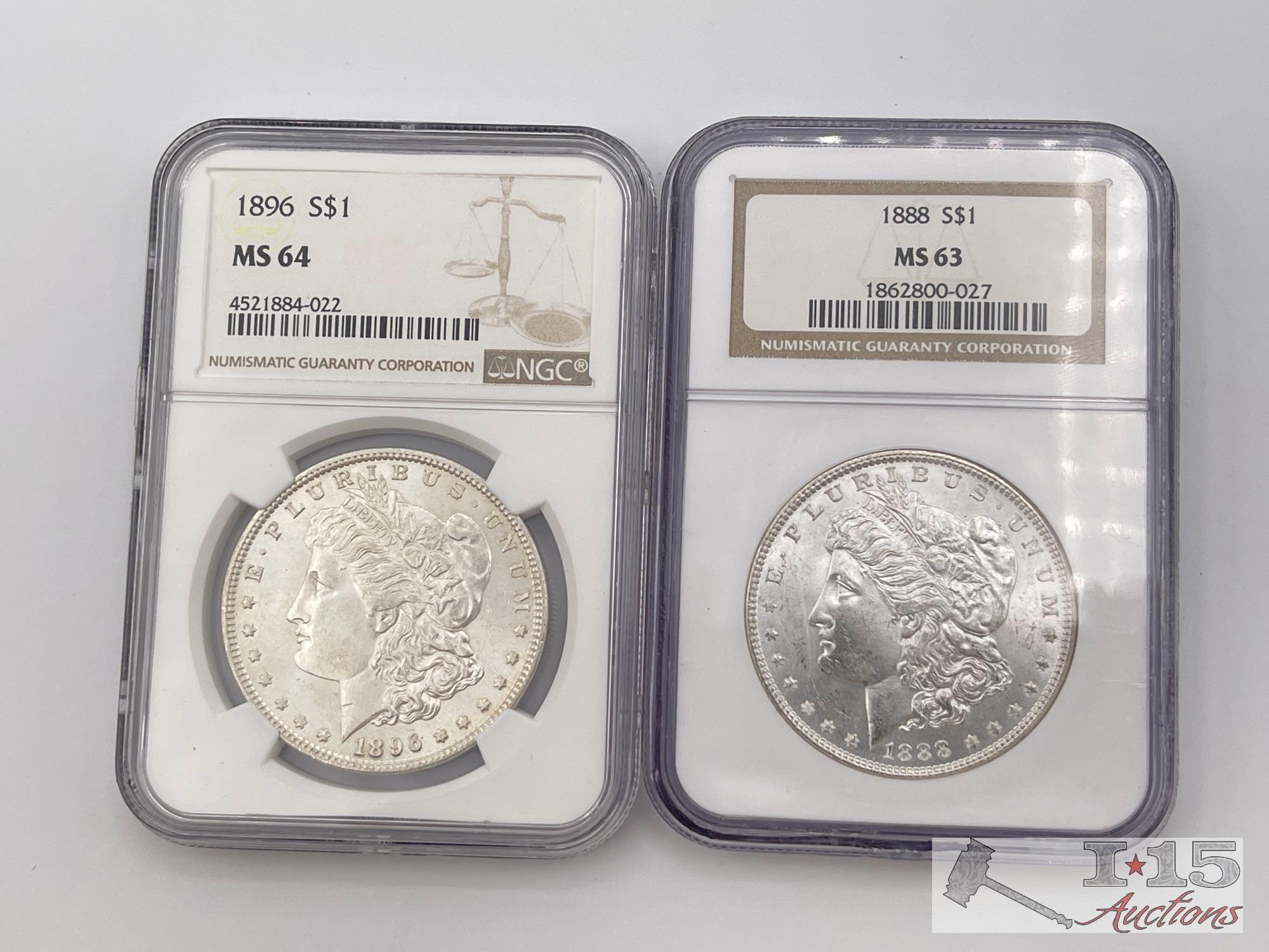 1896-P & 1888-P Morgan Silver Dollar