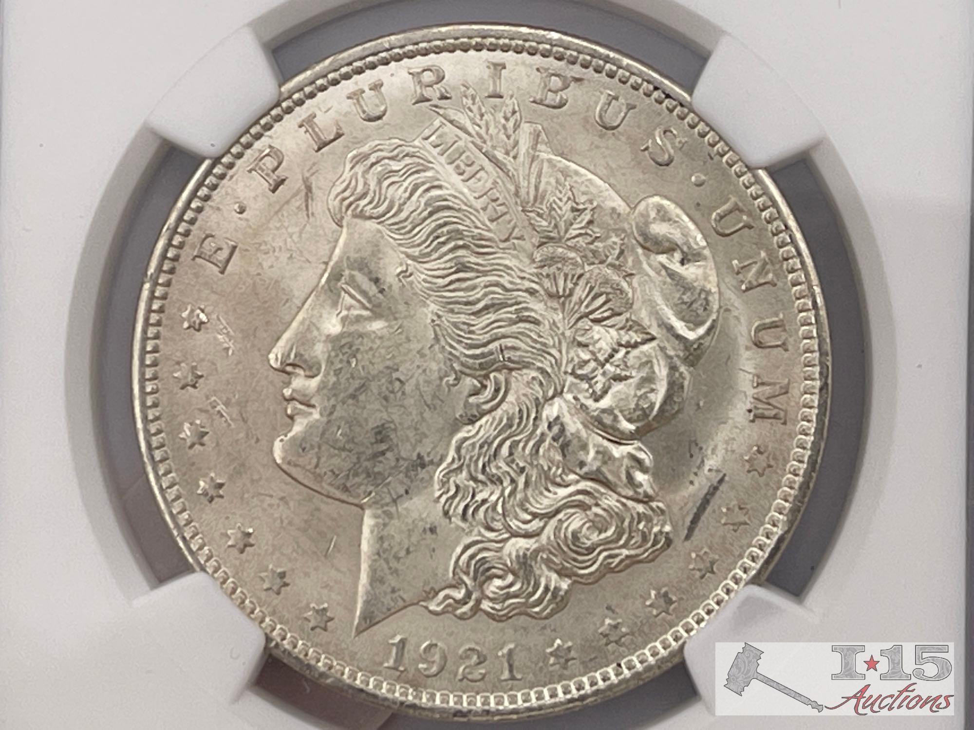 (2) 1921-P Morgan Silver Dollars
