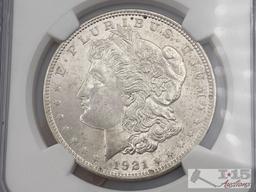 (2) 1921-P Morgan Silver Dollars