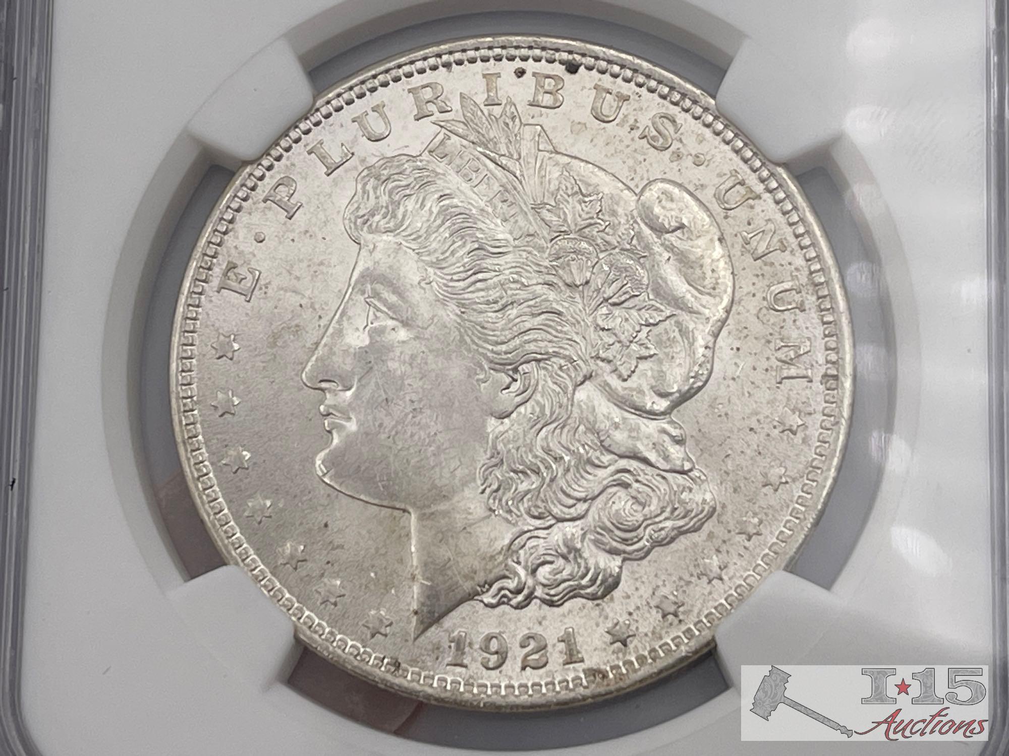 (2) 1921-P Morgan Silver Dollars
