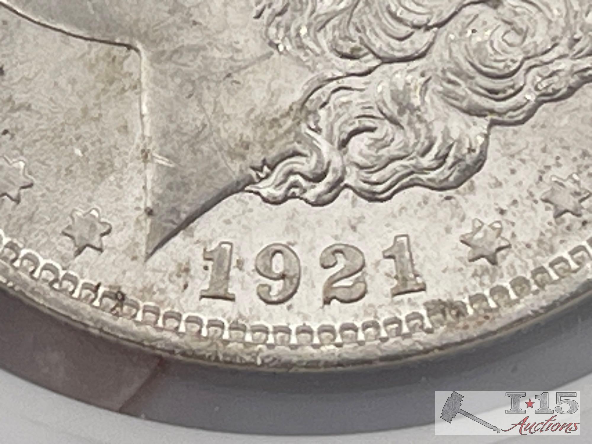 (2) 1921-P Morgan Silver Dollars