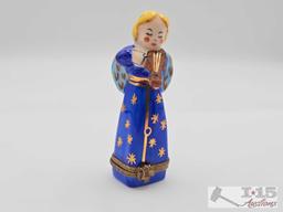 Angel Playing Violin Limoges Trinket Box
