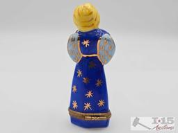 Angel Playing Violin Limoges Trinket Box