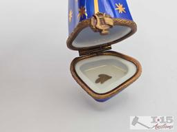 Angel Playing Violin Limoges Trinket Box