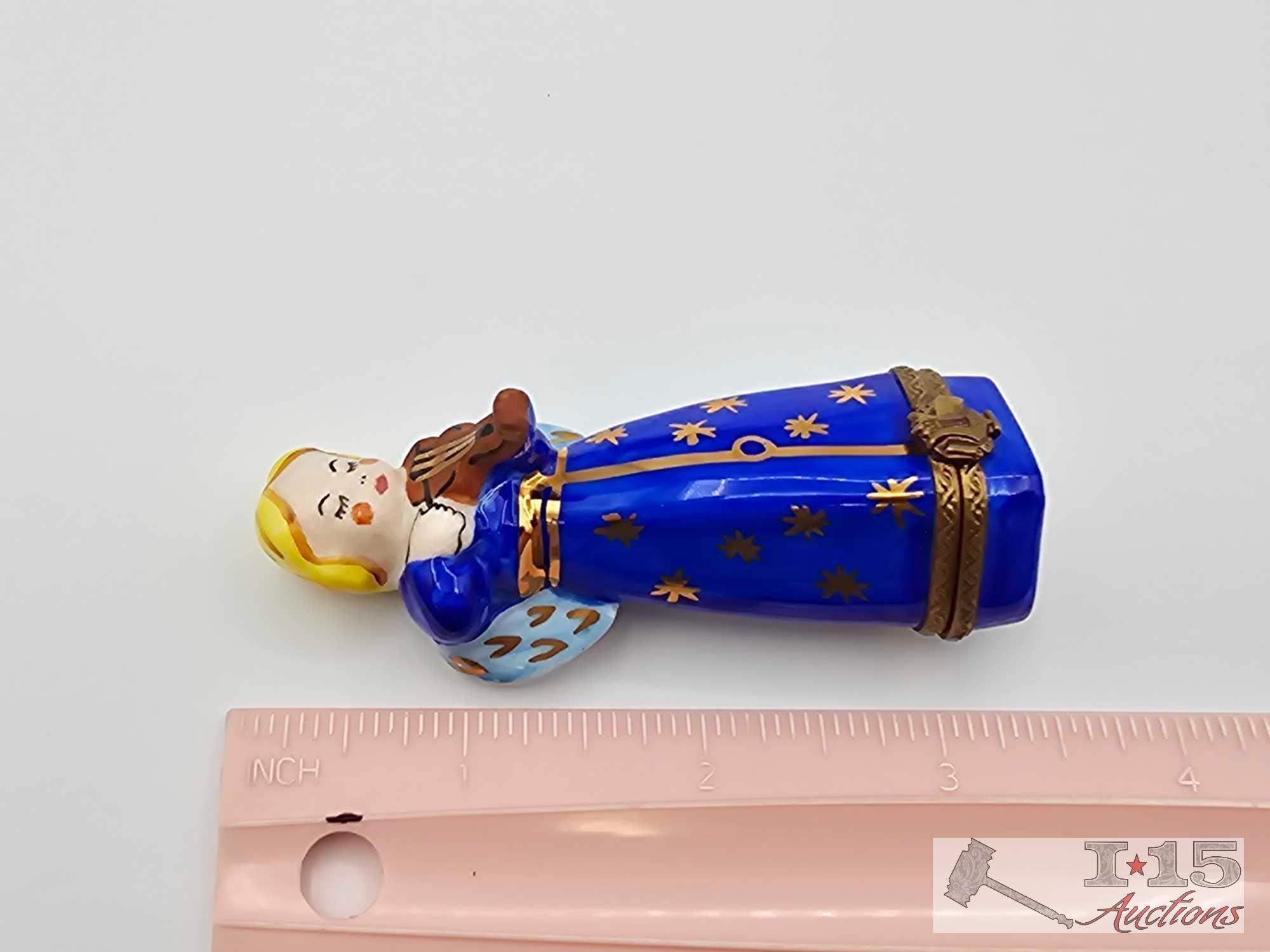 Angel Playing Violin Limoges Trinket Box