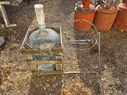 5 Gal Glass Water Jug with Wooden Create and Metal Stand
