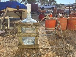 5 Gal Glass Water Jug with Wooden Create and Metal Stand