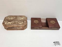 Engraved Tricket Box & Jewelry Box with Coin Tray