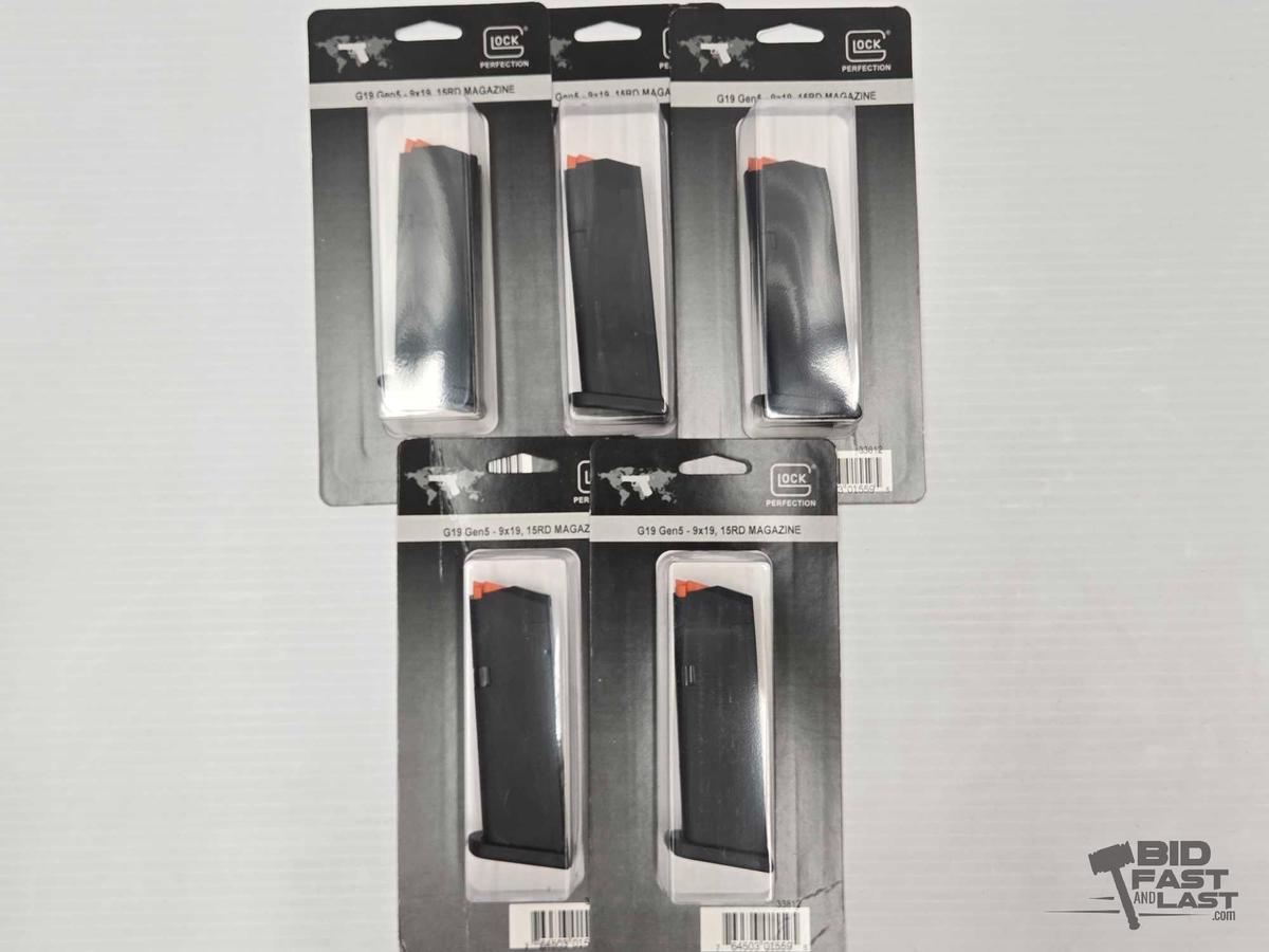 NEW!!! (5) G19 15rd 9mm Glock Perfection Magazines