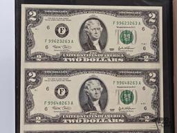 (4) 2003 $2 Green Seal Uncut U.S. Bills