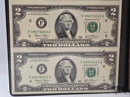(4) 2003 $2 Green Seal Uncut U.S. Bills