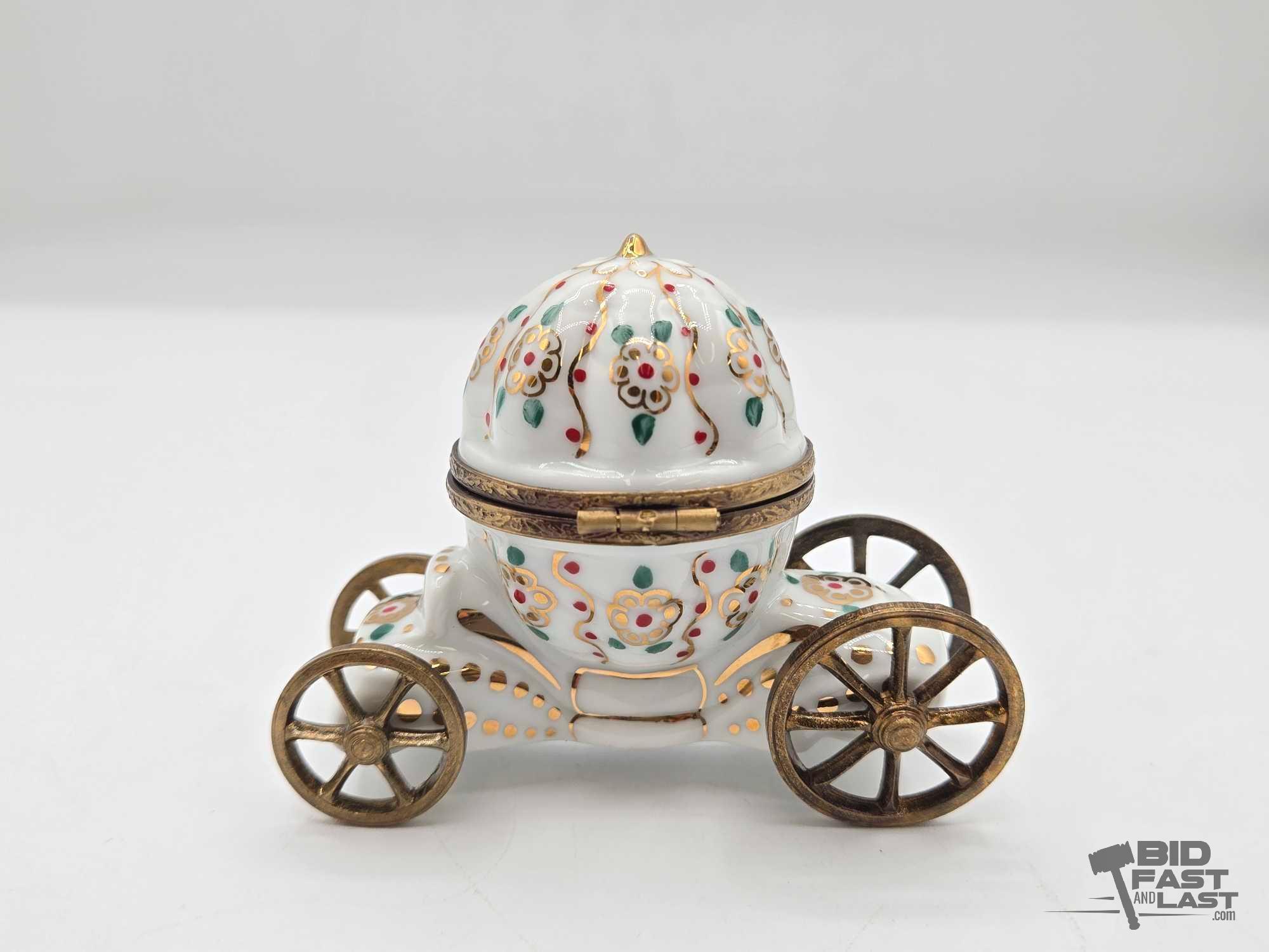 Cinderella's Coach With Heel Limoges Trinket Box