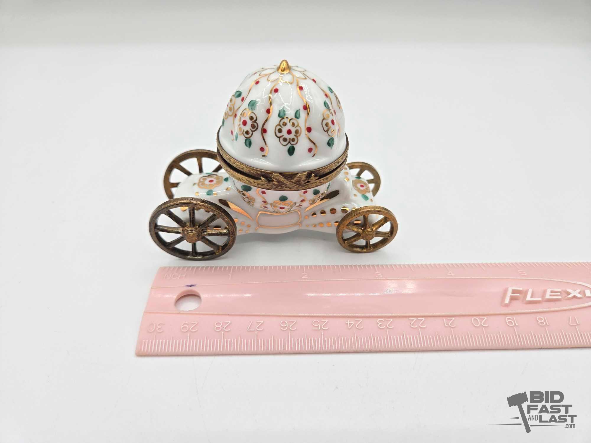 Cinderella's Coach With Heel Limoges Trinket Box