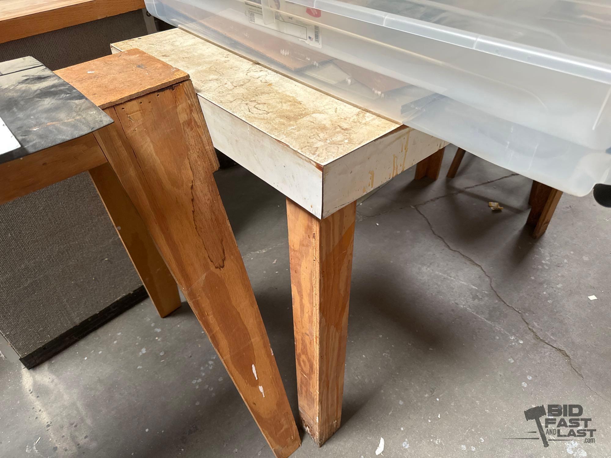 Table, Totes, Metal Tubes and Metal Box