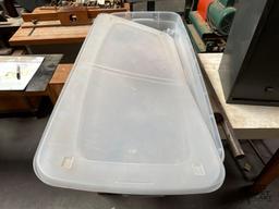 Table, Totes, Metal Tubes and Metal Box