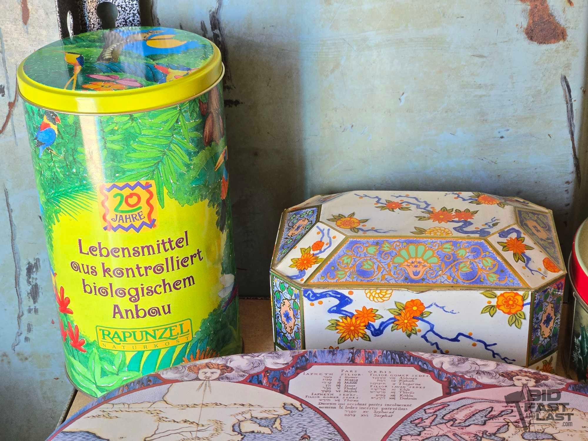 (9) Metal Tin Boxes With Lids