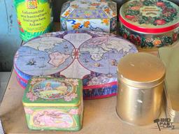 (9) Metal Tin Boxes With Lids