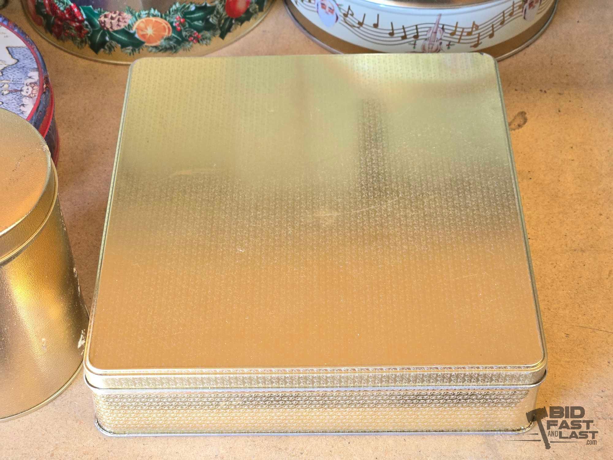 (9) Metal Tin Boxes With Lids