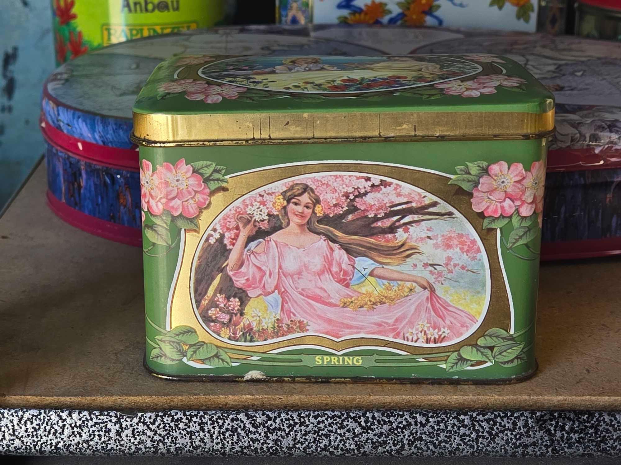 (9) Metal Tin Boxes With Lids