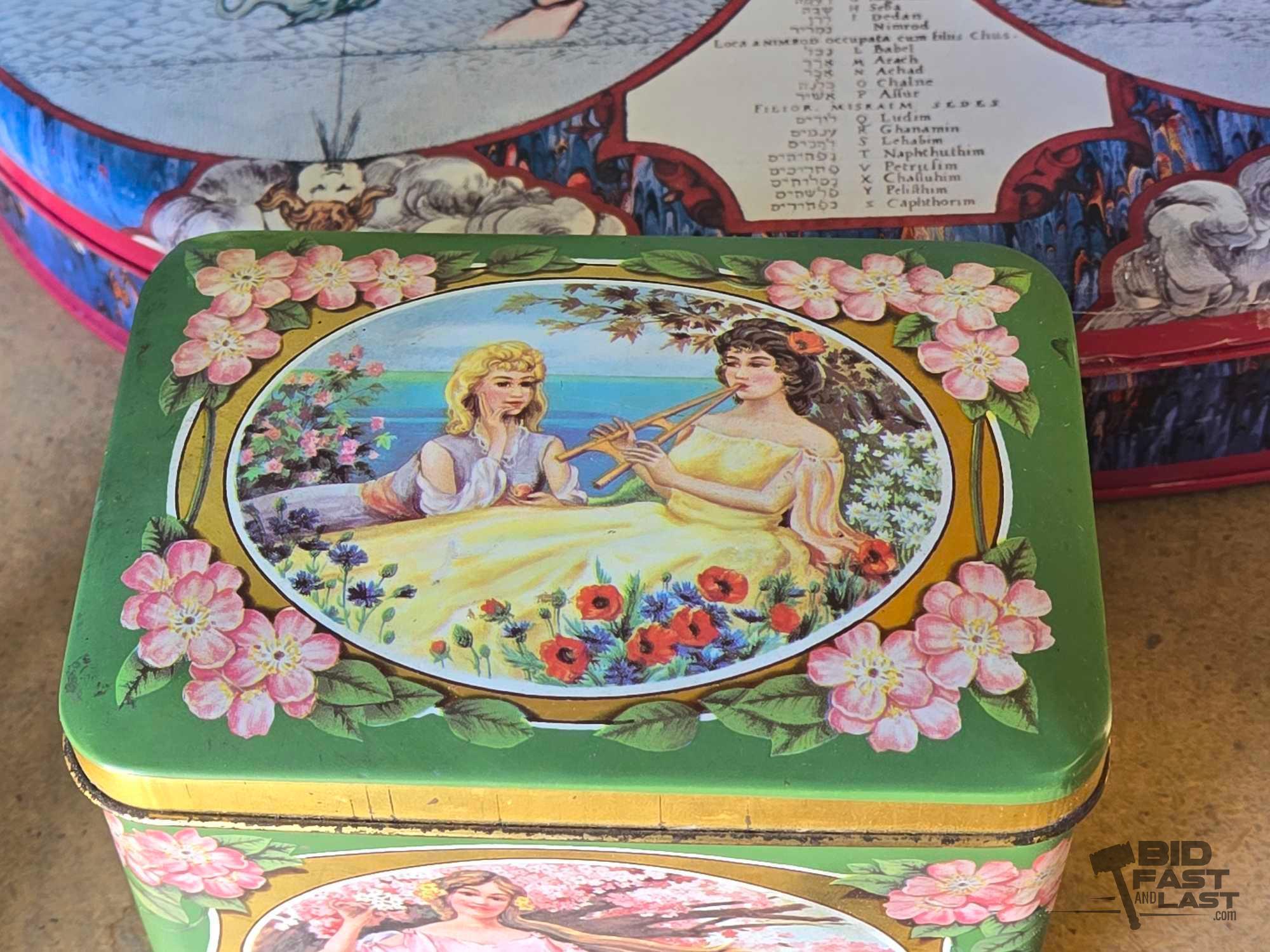 (9) Metal Tin Boxes With Lids