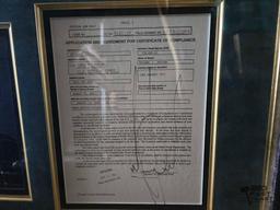 Framed Michael Jackson Photo and Signed Application and Agreement for Certificate of Compliance