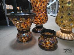 (5) PartyLite Mosaic Tile Glass
