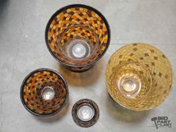 (5) PartyLite Mosaic Tile Glass