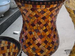 (5) PartyLite Mosaic Tile Glass