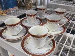(6) JSK China Teacups & Saucers Set