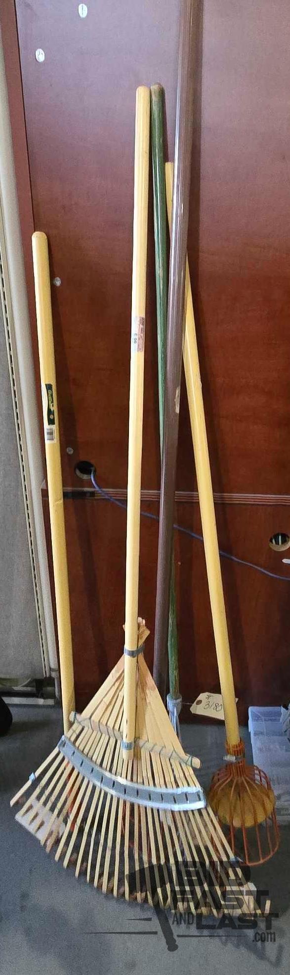 (2) Rakes, (2) Fruit Pickers and Stick