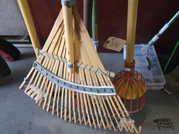 (2) Rakes, (2) Fruit Pickers and Stick