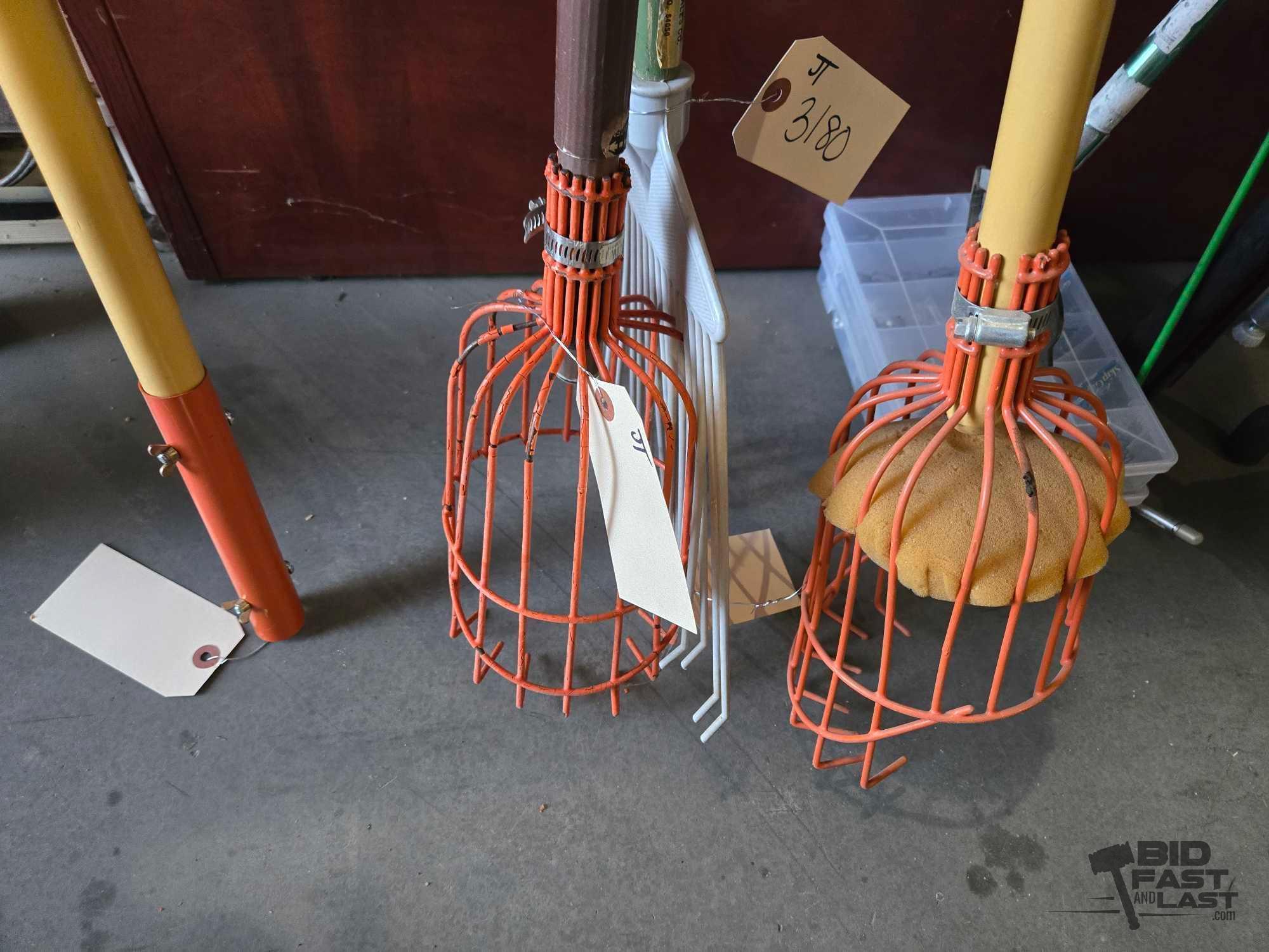 (2) Rakes, (2) Fruit Pickers and Stick