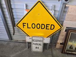 Flooded and Reserved Parking #4 Metal Signs