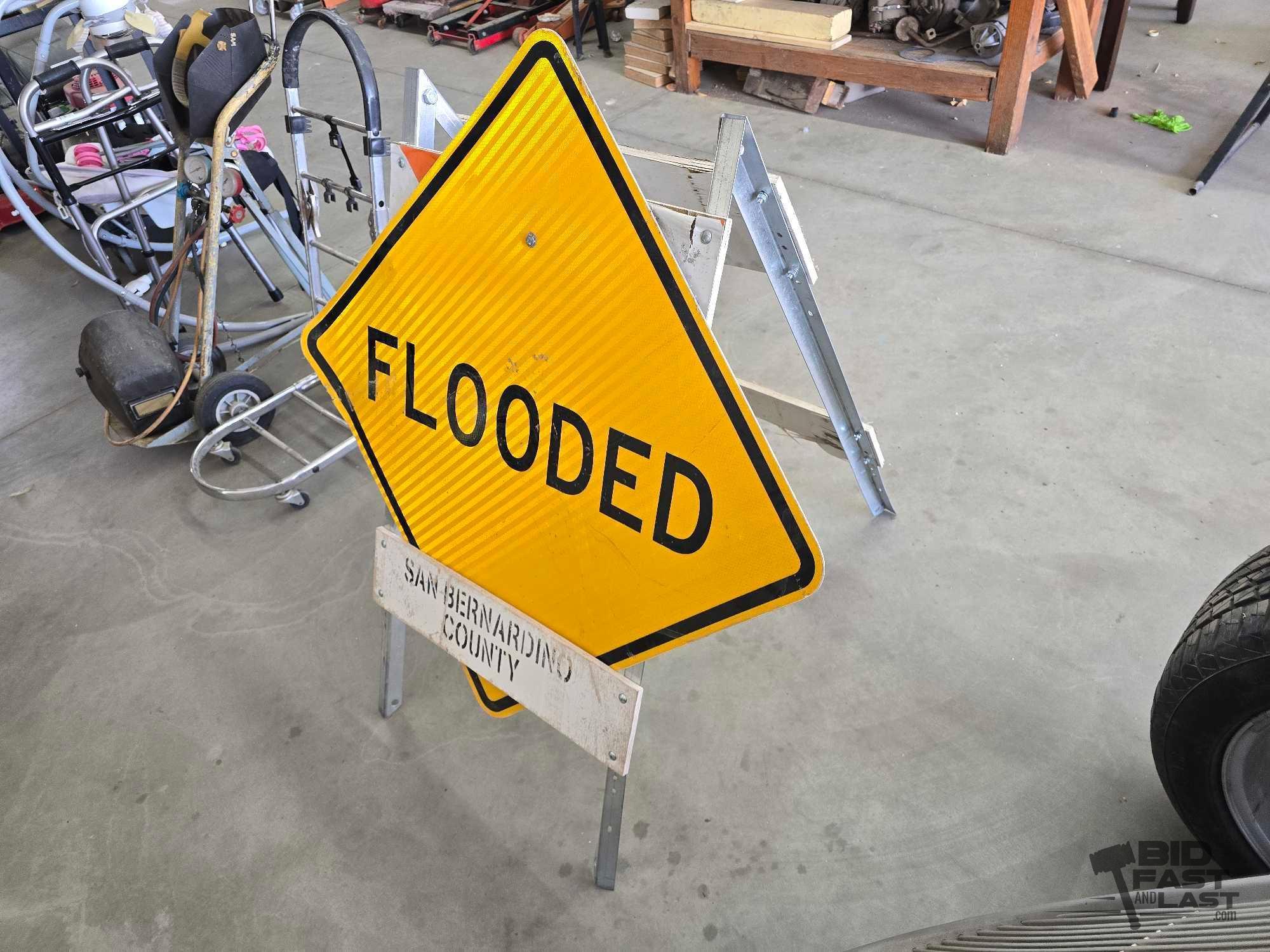 Flooded and Reserved Parking #4 Metal Signs