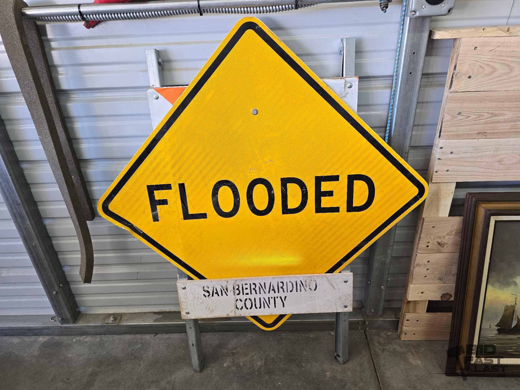 Flooded and Reserved Parking #4 Metal Signs