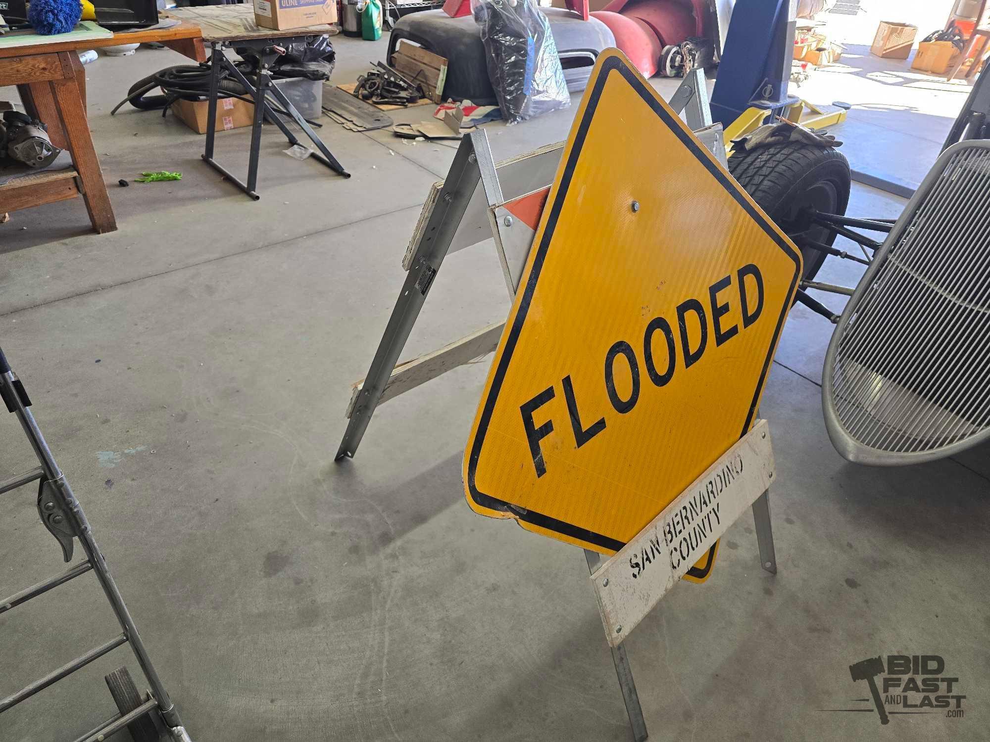 Flooded and Reserved Parking #4 Metal Signs