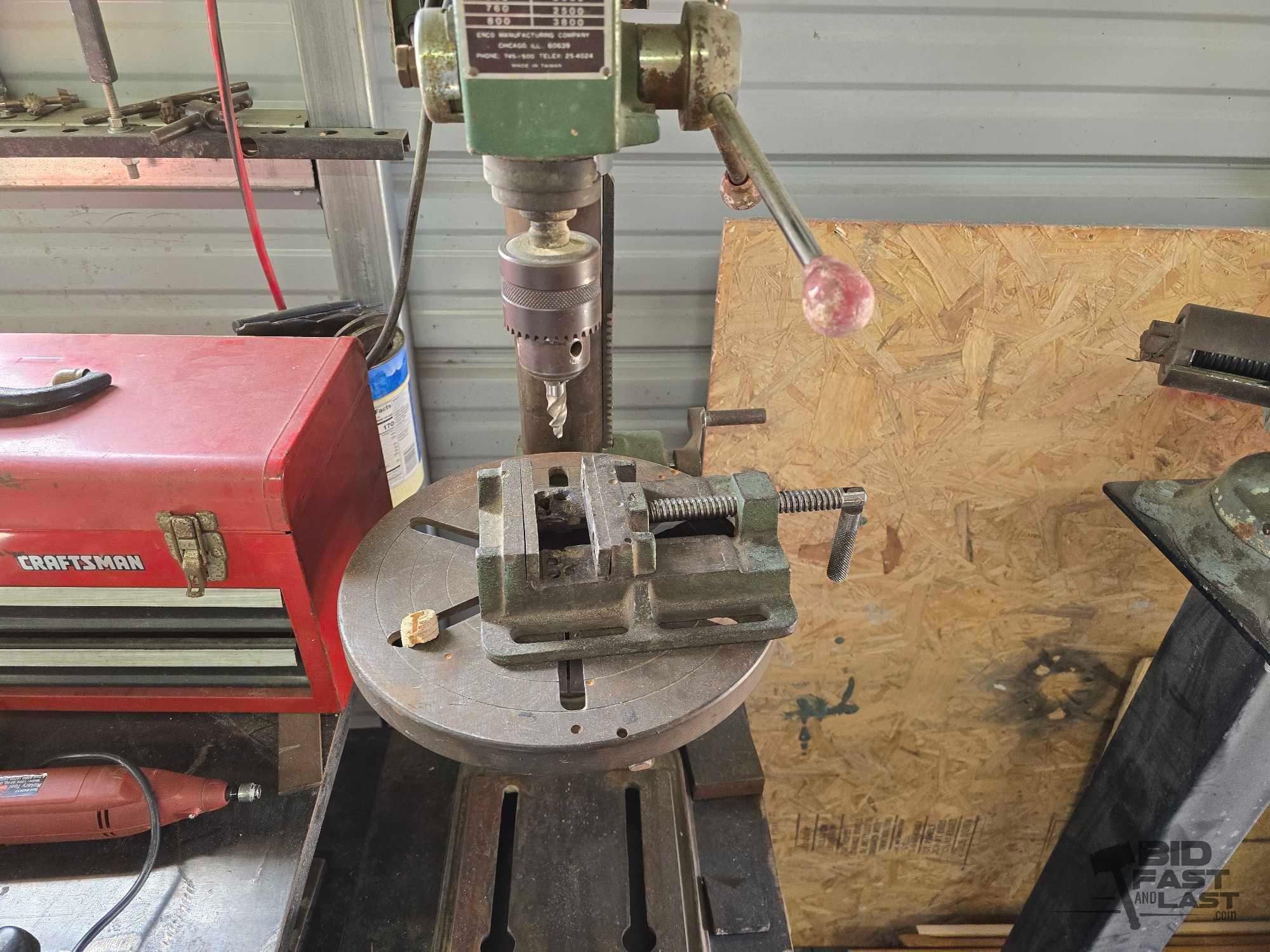 Enco Bench Drill Press with Attached Work Bench