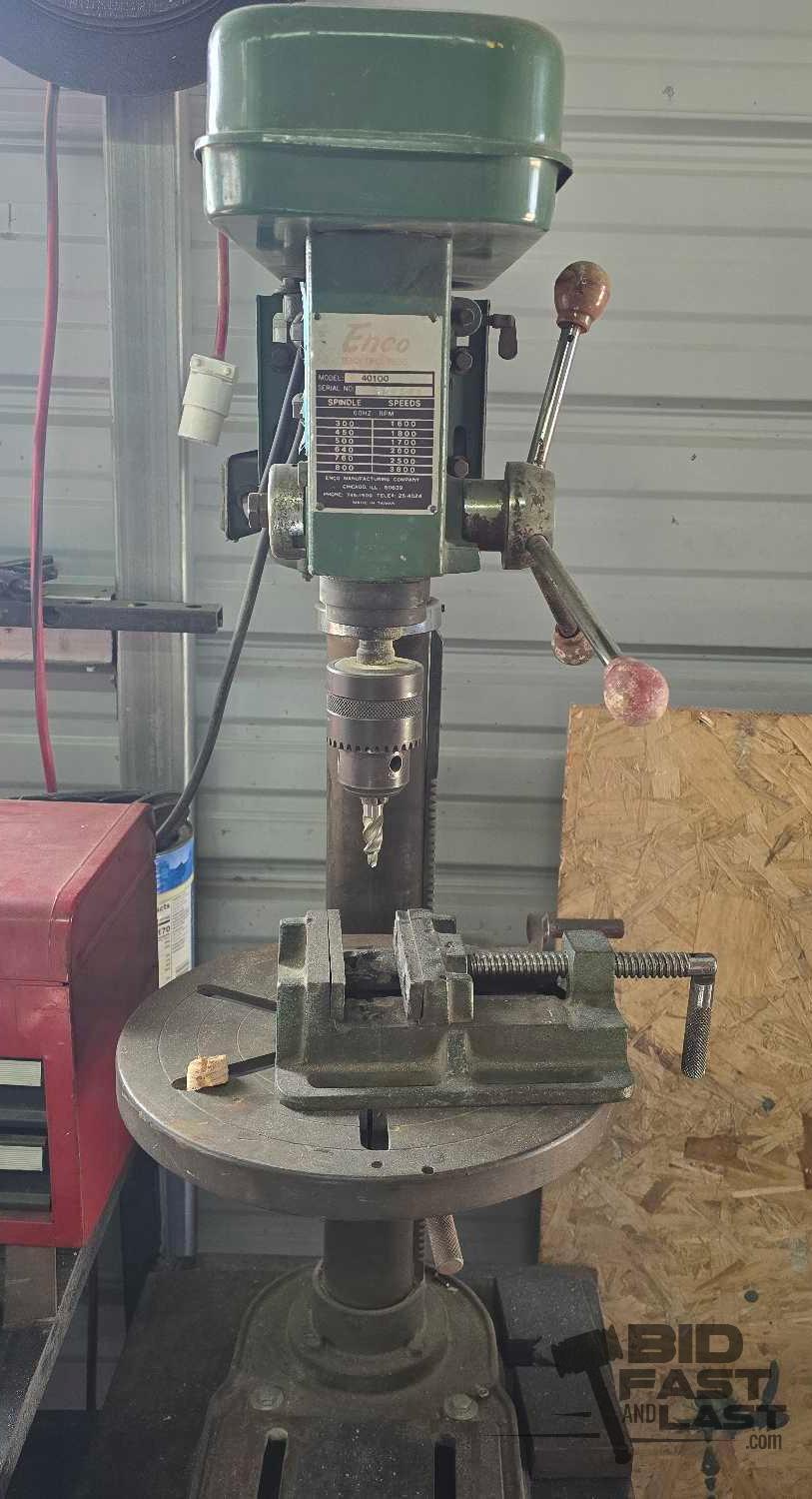 Enco Bench Drill Press with Attached Work Bench