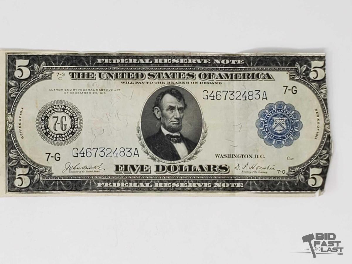 1914 U.S. Blue Seal $5 Federal Reserve Note