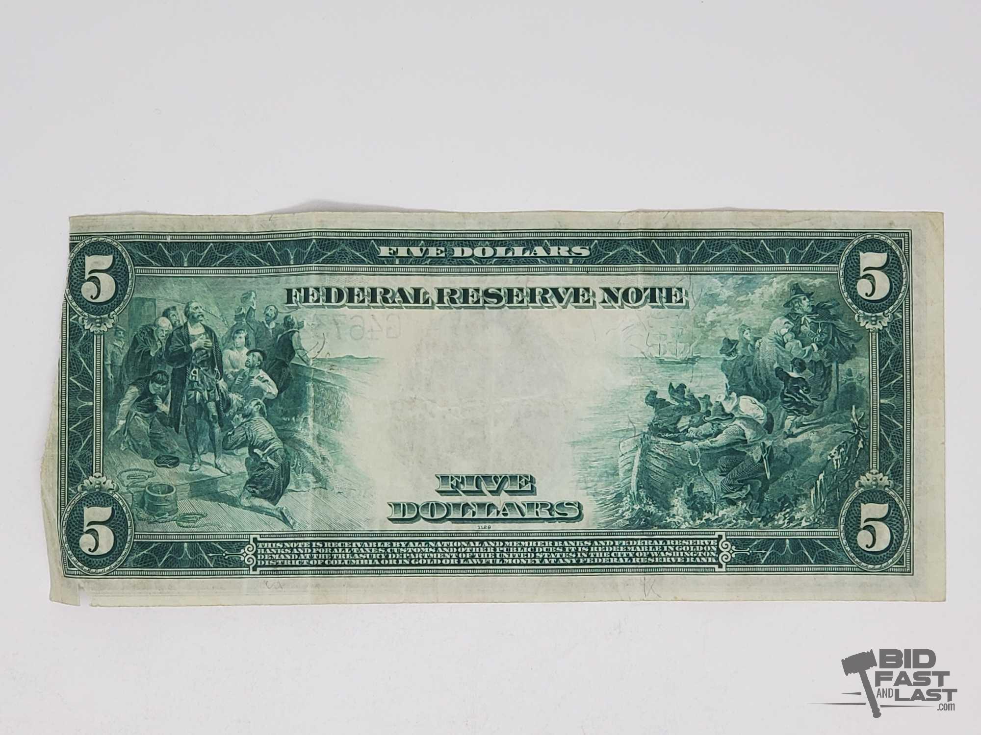 1914 U.S. Blue Seal $5 Federal Reserve Note