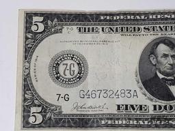 1914 U.S. Blue Seal $5 Federal Reserve Note