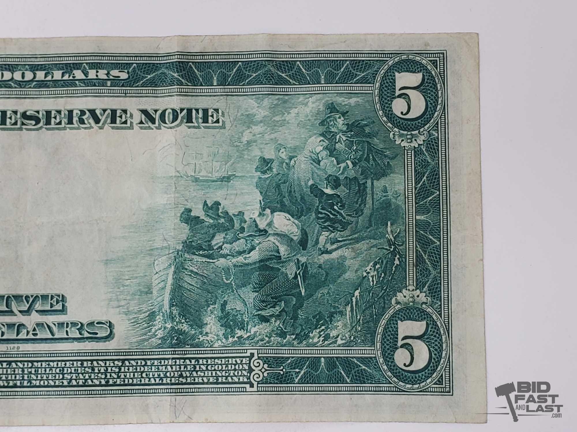 1914 U.S. Blue Seal $5 Federal Reserve Note