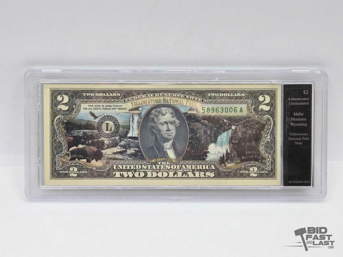 Authenticated Uncirculated $2 Idaho, Montana, Wyoming-Yellowstone National Park Note