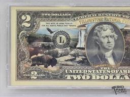 Authenticated Uncirculated $2 Idaho, Montana, Wyoming-Yellowstone National Park Note